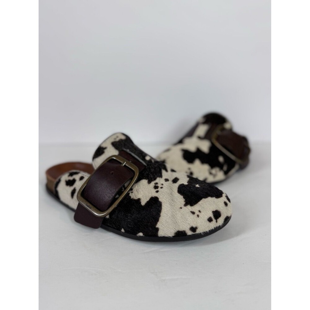 BA&SH Calf Hair Animal Cow Print Mules Slip On Western Women's Size US 7 37